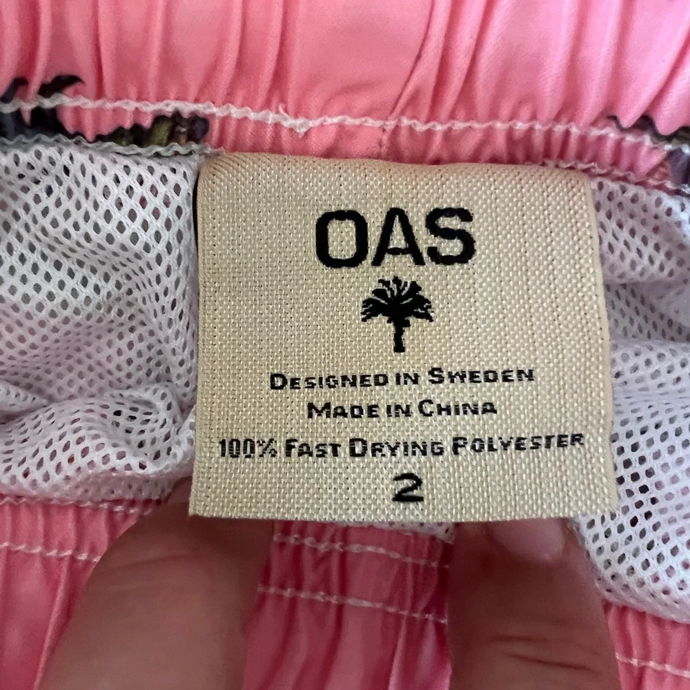 OAS Pink Dinosaur Print Kids Swim Trunks